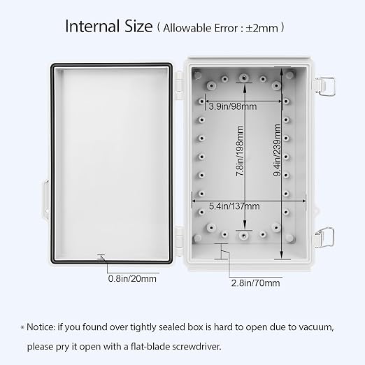 LeMotech Electrical Box, IP67 Waterproof Hinged Cover Stainless Steel Latch - Image 5