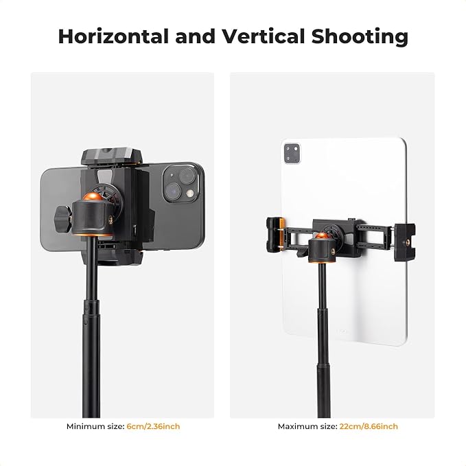 K&F CONCEPT Tablet & Cellphone Tripod Mount Adapter Holder, Adjustable Clamp - Image 5