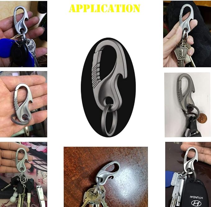 TISUR Titanium Carabiner Keychain Clip, Anti-Lost Key Ring Holder, Self-Locking - Image 7