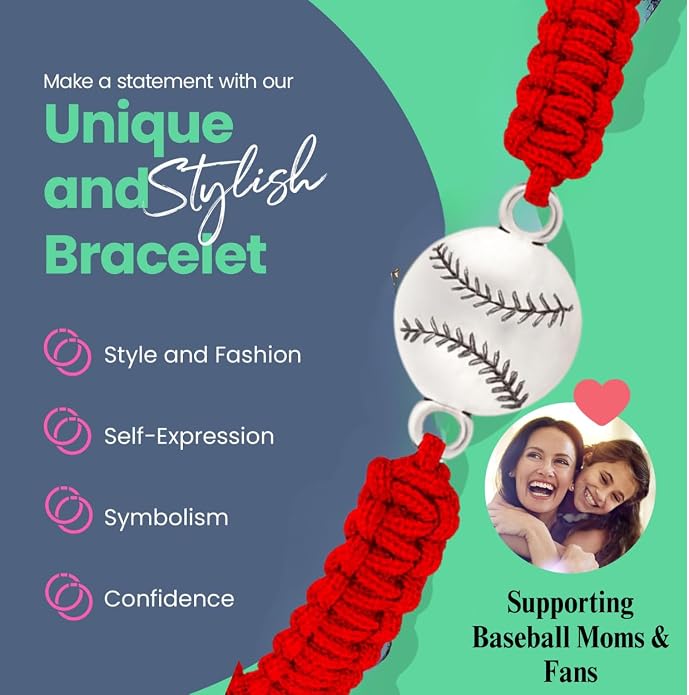 Sportybella - Baseball Bracelet, Baseball Jewelry, Adjustable Braided Baseball - Image 5