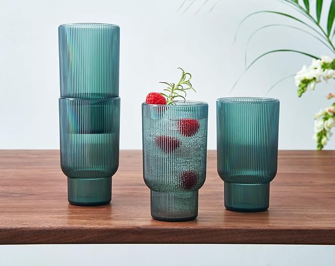 Shatterproof Acrylic Tall Drinking Glasses Set, European Style, Dishwasher Safe by Khen