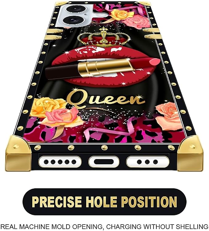 Compatible with iPhone 16 Case, Queen Lip Crown Leopard Print Luxury Golden - Image 6