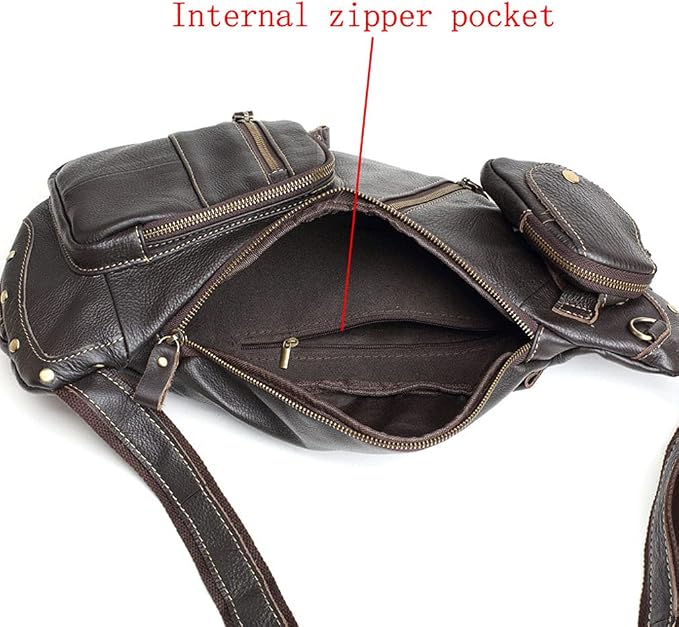 Hebetag Vinatge Leather Sling Bag Crossbody Backpack - Image 8