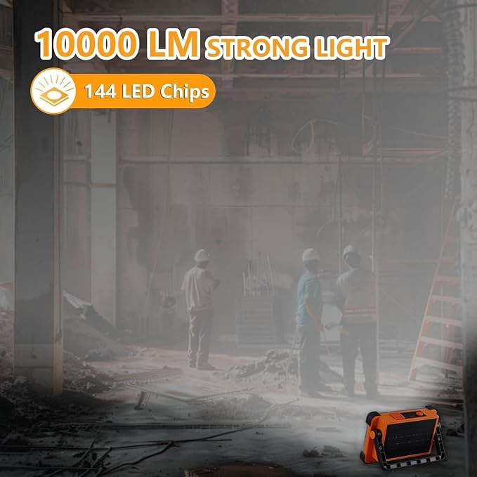 120W Solar Rechargeable Work Light, 144 LED 10000LM Portable Flood Light - Image 2