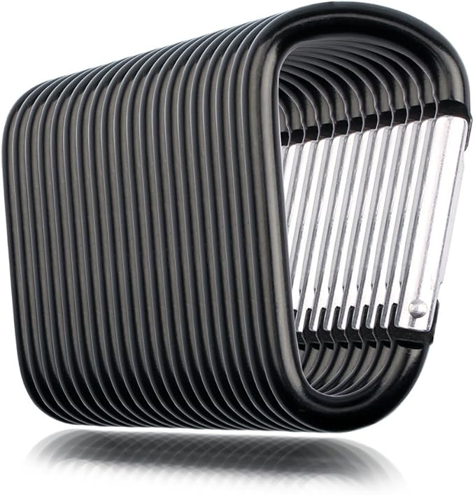 20 Pack 2.5" D Shape Aluminum Large Carabiner Clip Lock Hooks Spring Snap by SAMLOO