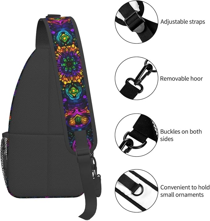Psychadelic Trippy Art Sling Bag Crossbody Travel Hiking Chest Backpack - Image 5