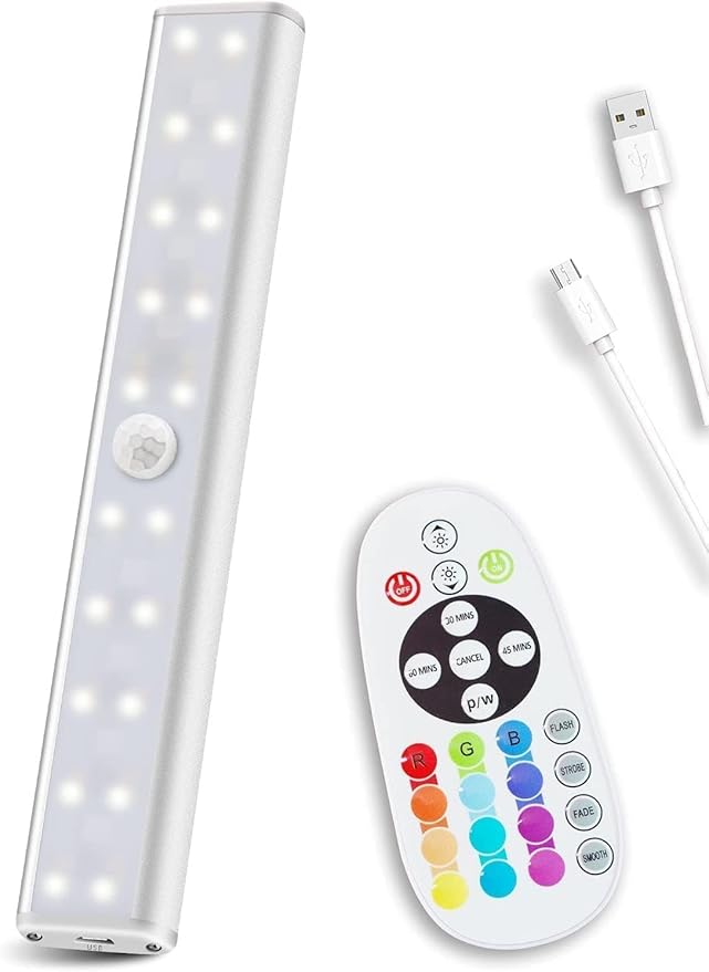 Remote Control RGB Lights Under Cabinet Lighting Rechargeable, 48-LED Wireless by Diomart