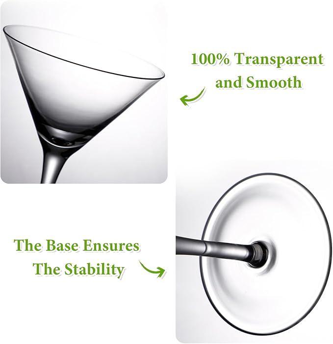 Unbreakable Martini Glasses Set of 6, 10 oz Plastic Martini Cocktail Glasses - Image 5
