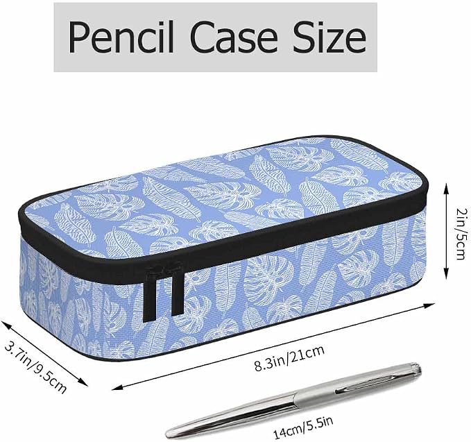 Blue Leaves Pencil Case Tropical Palm Summer Nature Tree Exotic Pencil Bag Pen - Image 2