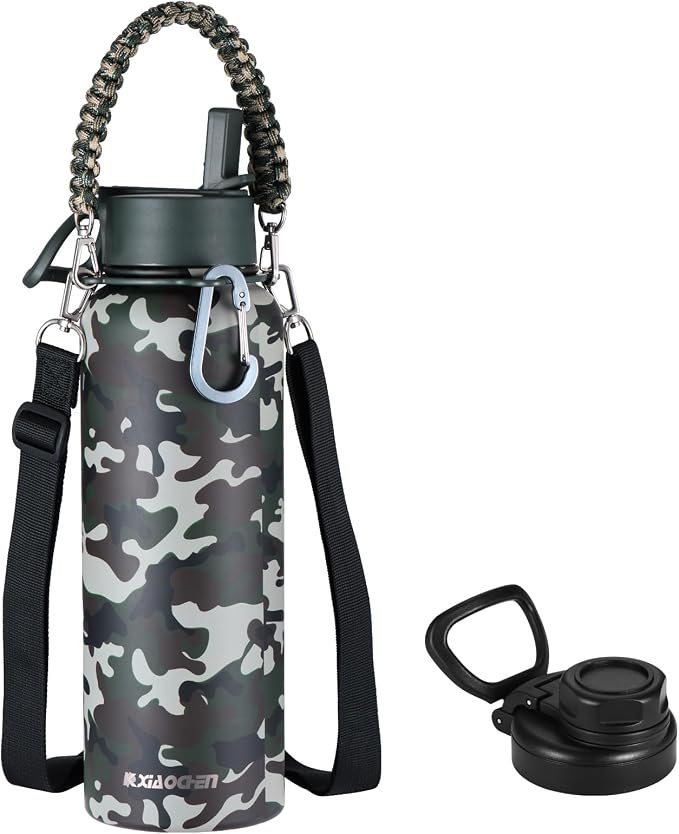 KXIAOCHEN Insulated Water Bottle, Stainless Steel Water Bottle, 2 Lids by KXIAOCHEN