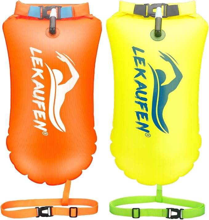 Swim Buoy for Open Water 2 Pack, 20L Swim Safety Float Waterproof Dry Bag for by LeKaufen