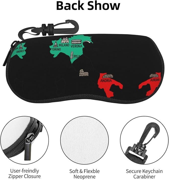 YANGqing Italy Map Cities Marked Print Light Soft Shell Glasses Case Portable & - Image 4