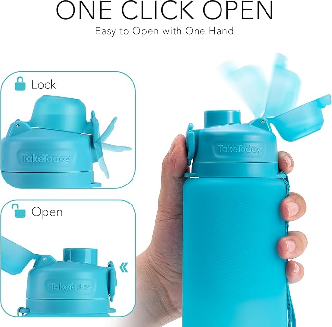 TakeToday Collapsible Water Bottles 32oz, Foldable Travel Water Bottle - Image 5