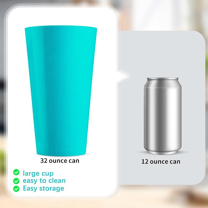 Plastic Tumblers 35-ounce Large Cups Reusable Drinking Glasses set of - Image 3
