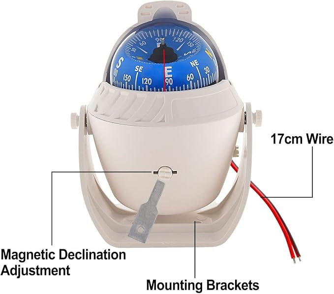 Marine Compass for Boat LED Light Navigation Pivoting Electronic Automotive - Image 4