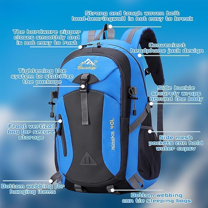 40L Hiking Backpack, Lightweight Daypack - Image 4