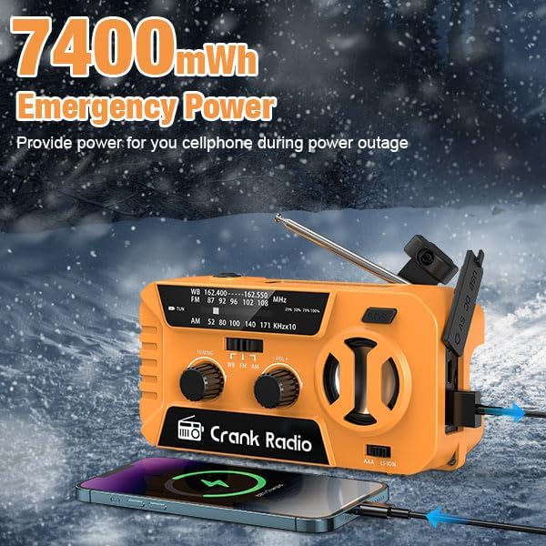 Emergency Weather Radio for Winter Storm, NOAA Weather Radio Hand Crank - Image 3