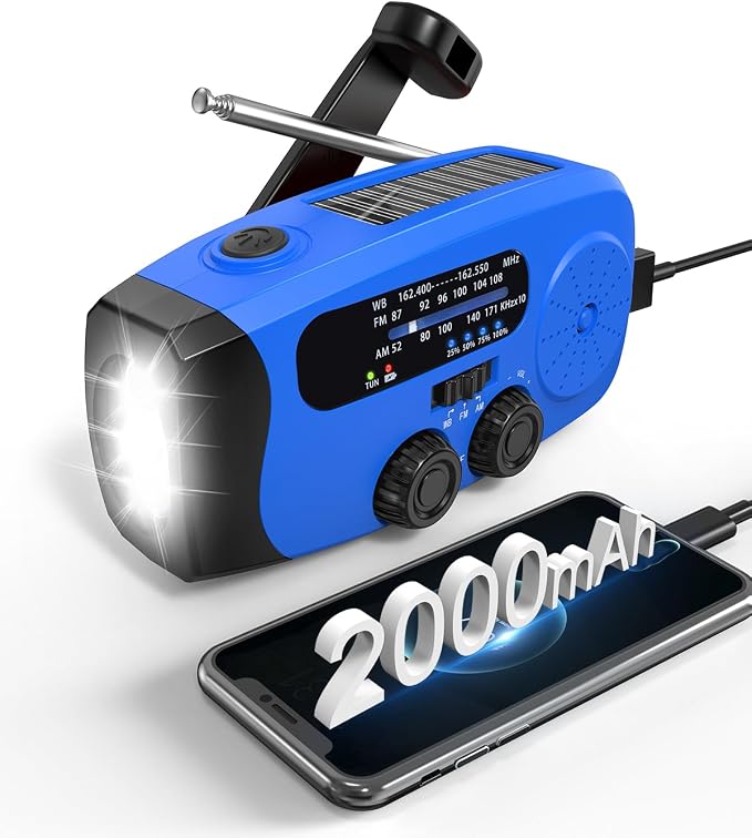 Emergency Hand Crank Radio Emgykit - 2000mAh/7400mWh AM/FM/NOAA Solar Hand by EMGYKIT