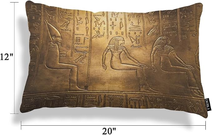 EKOBLA Egyptian Hieroglyphics Decorative Pillow Case Throw Pillow Covers Golden - Image 3