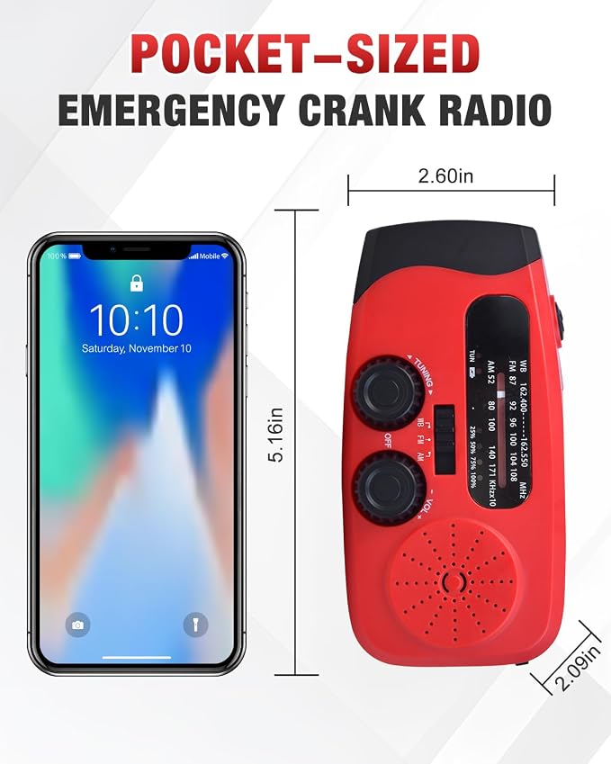 Emgykit 086S Hand Crank Emergency Radio - 2000mAh/7400mWh AM/FM/NOAA Solar Hand - Image 7