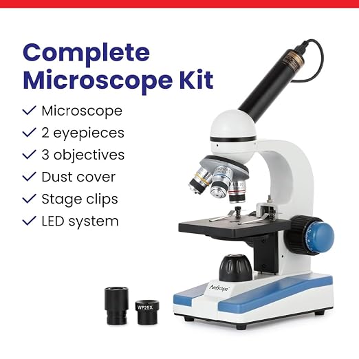 AmScope M150C / M150C-I 40X-1000X All-Metal Optical Glass Lenses Cordless LED - Image 8
