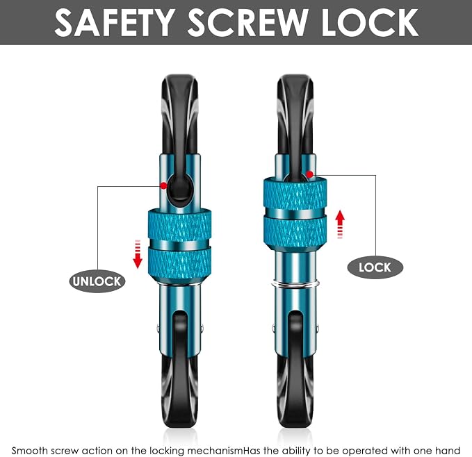 Gabbro Carabiner Clips Heavy Duty 12kN, Wiregate Aluminum Lightweight Caribeener - Image 4