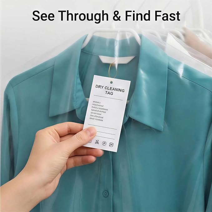 10 Pack Dry Cleaner Bags Plastic Clear, 23.6 x 71In Plastic Garment Bags - Image 6