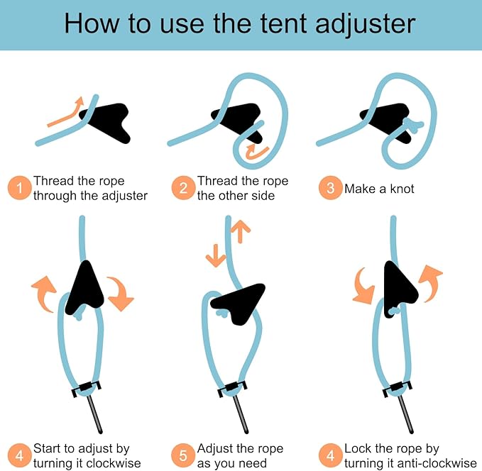 12Pack Rope Tensioner Ultralight Guyline Tensioners Adjuster Tent Rope - Image 3
