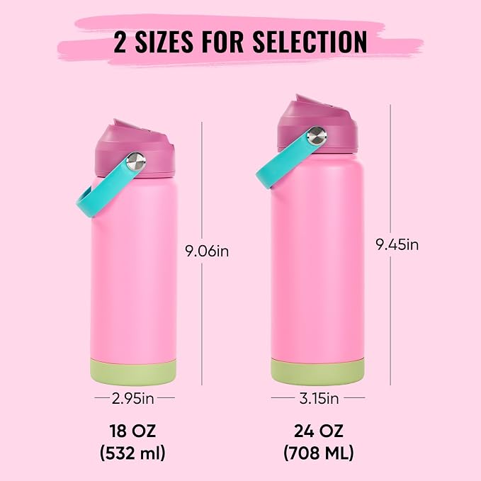 Fijinhom 18oz Insulated Stainless Steel Water Bottle, Wide Mouth Double Wall - Image 2