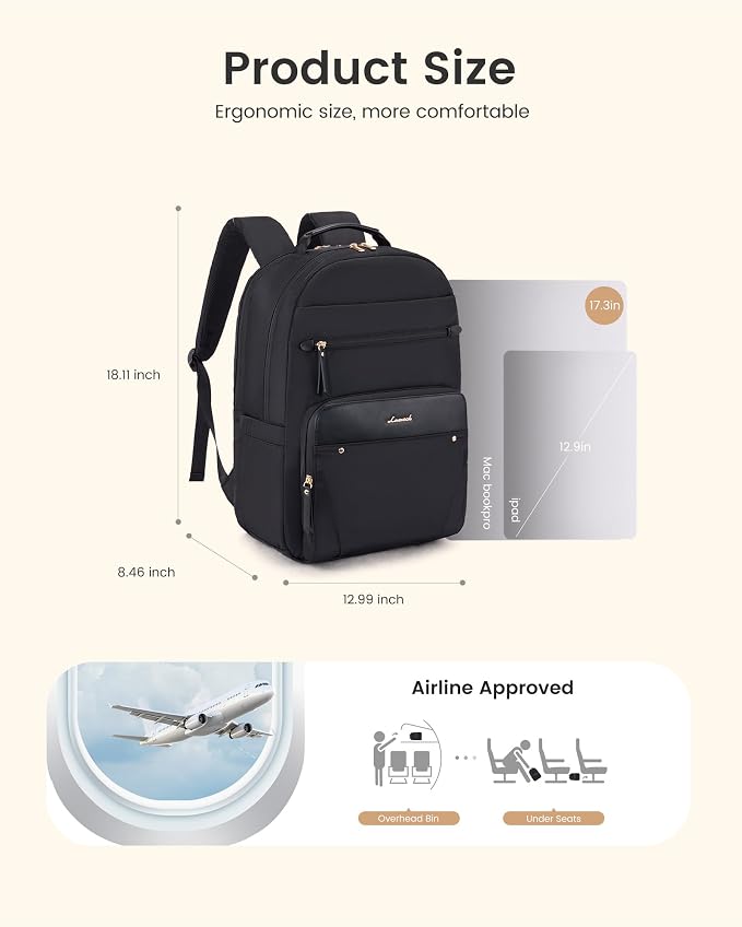 LOVEVOOK Laptop Backpack for Women, 17.3" Work Business Computer Backpack - Image 3