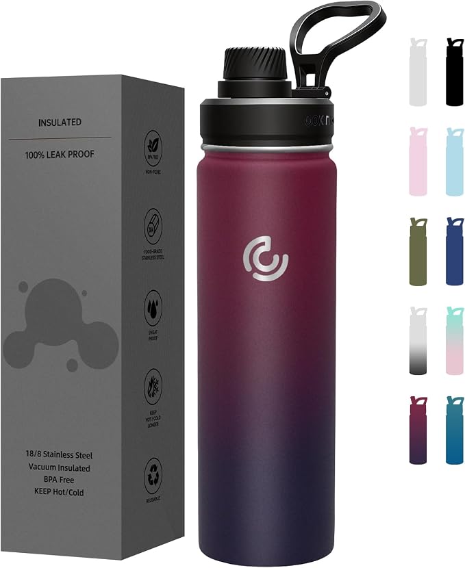 Sports Water Bottle 22oz, Insulated Water Bottle by coktik