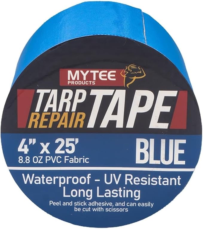 Mytee Products 4" x25' Blue Vinyl Tarp Repair Tape Kit – Heavy Duty 8.8oz Peel - Image 8