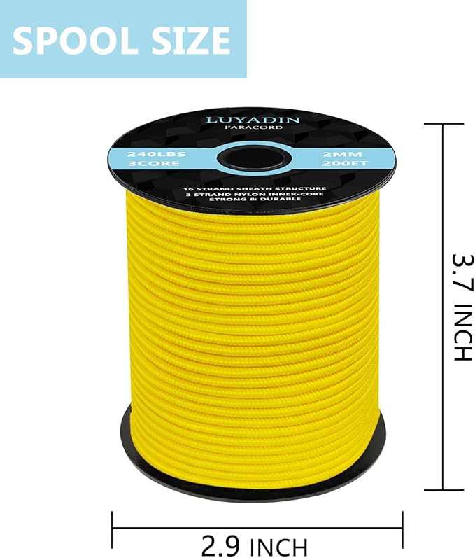 Paracord 240lb - Diameter 2mm Micro Utility Cord -3 Strand Parachute Spool Cord - Image 2
