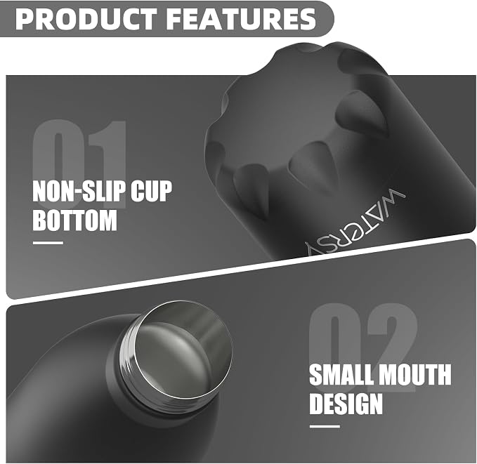WATERSY Stainless Steel water bottles, 17oz/500ml Insulated Water Bottles - Image 5