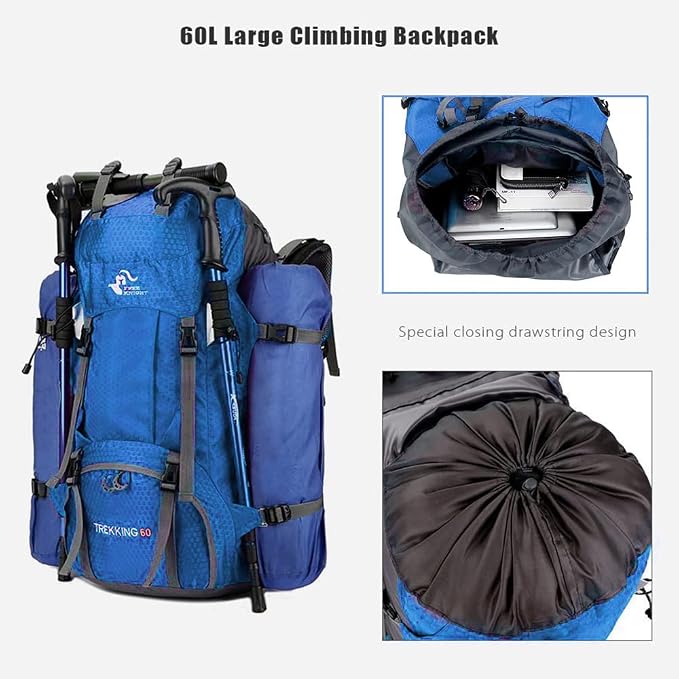 Bseash 60L Waterproof Hiking Camping Backpack - Image 5