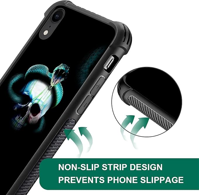 for iPhone XR Case, Skeleton Winding Snake Pattern Graphic Design Girl Boy Soft - Image 5
