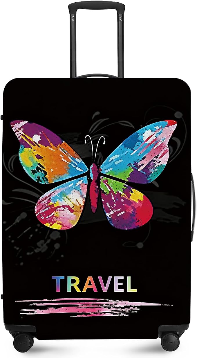 ANNA QUEEN Colorful Butterfly Travel Luggage Cover -Stretchable Airplane by ANNAQUEEN