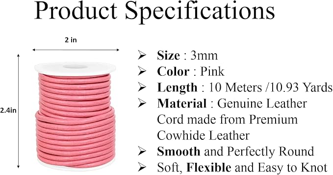 GENIQUE Real/Genuine Round Leather String Cord - Image 3