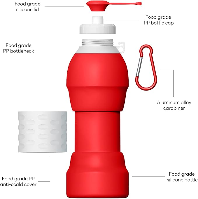 Collapsible Lightweight 20oz Water Bottle, Food-Grade Silicone BPA Free - Image 7