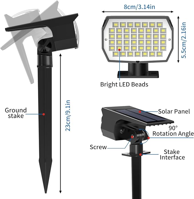 Tadyreal Solar Spot Lights Outdoor 10 Pack, Solar Landscape Spotlights - Image 6