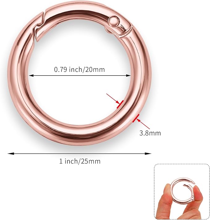 Gkeygo Key Ring Clip, 4/5 Inch Keychain Rings, 8 Pack Round Carabiner Clip - Image 3