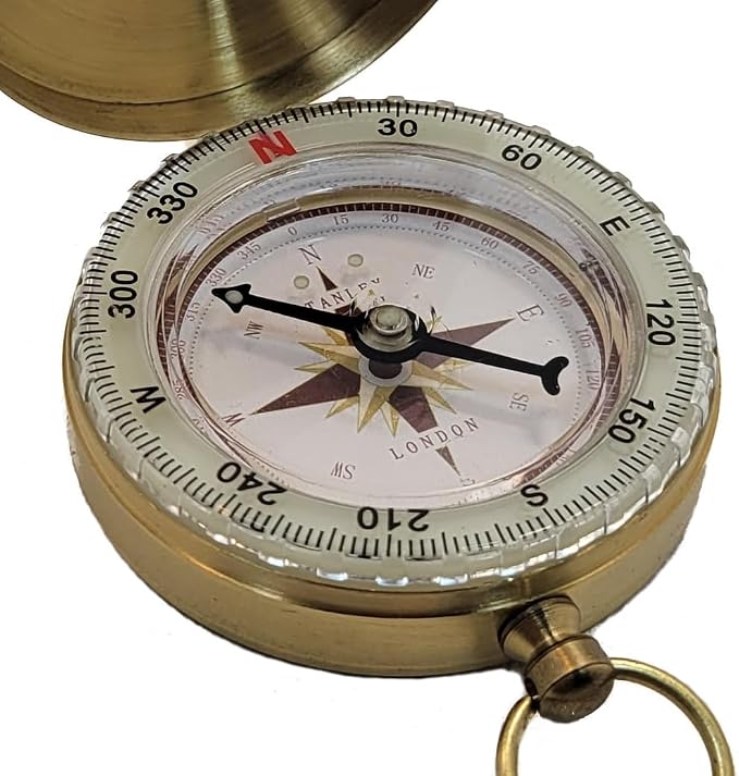 Glow in the Dark Brass Pocket Compass - Image 7