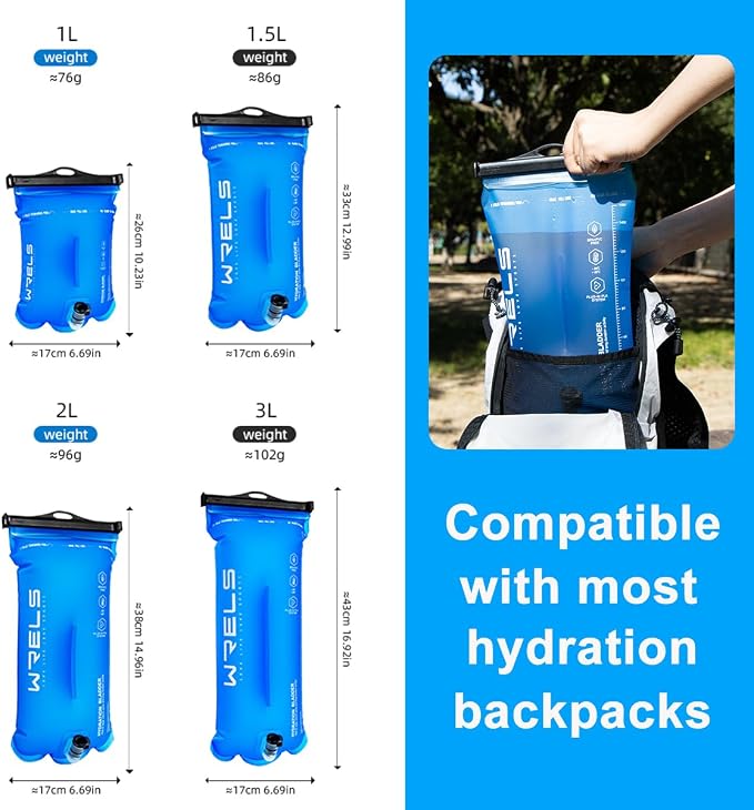 WRELS 1L/1.5L/2L/3L BPA Free Hydration Bladder, Leakproof TPU Water Bladder - Image 7