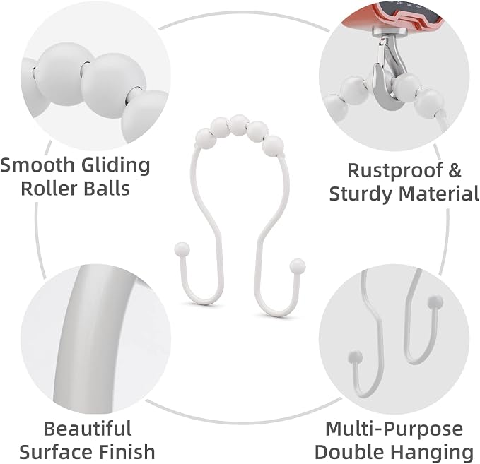 Bathway White Shower Curtain Hooks and Rings - Image 2