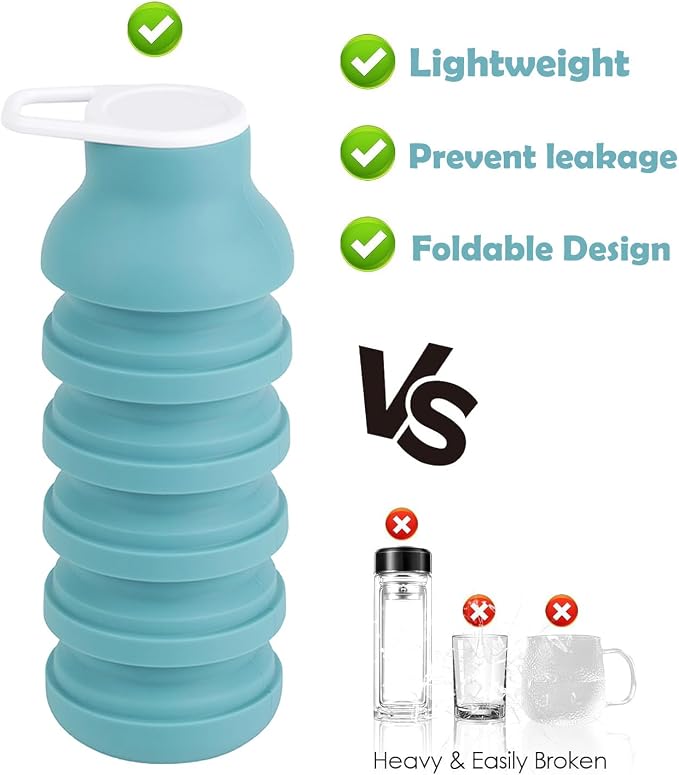 Collapsible Silicone Water Bottle – Foldable Travel Water Bottle Leakproof - Image 5