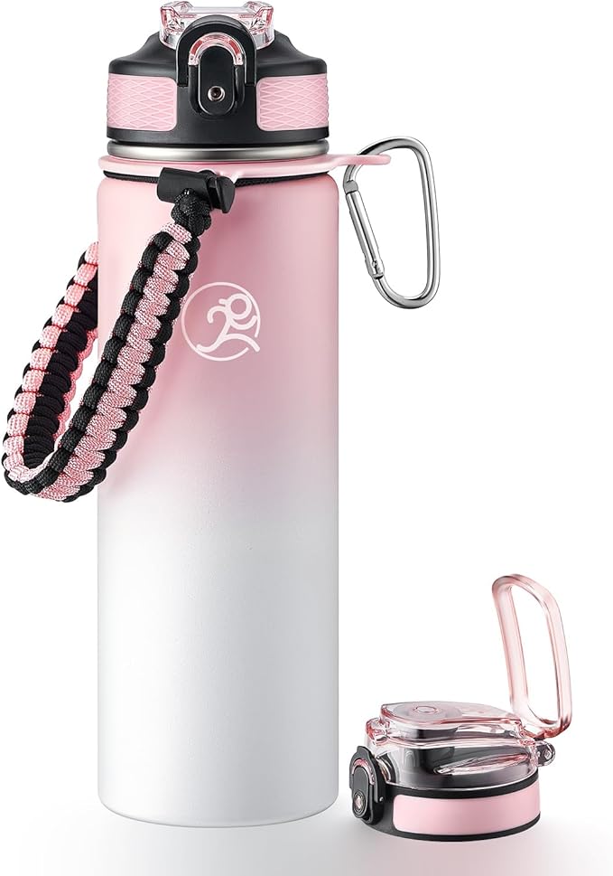 GOSWAG Insulated Sports Water Bottle, 24oz 2 Lids, Stainless Steel Water Bottles by GOSWAG