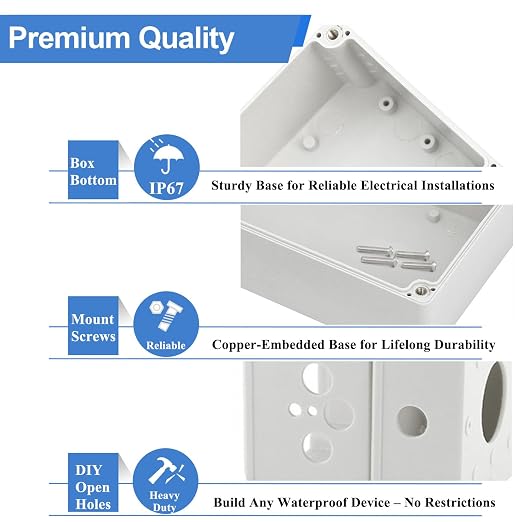 Plastic Junction Box, Nineleaf IP67 Plastic Electrical Project Case, Waterproof - Image 3