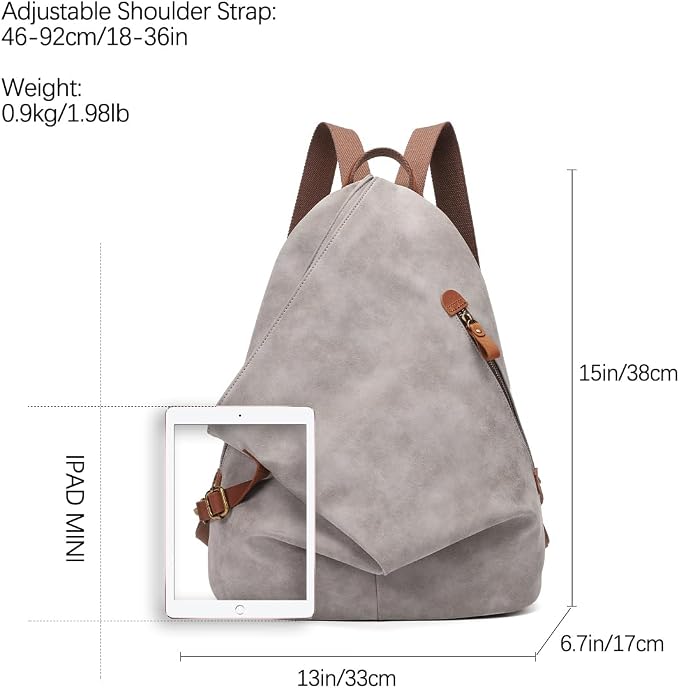 KL928 PU Leather Vintage Backpack – Large Casual Daypack Outdoor Travel - Image 2