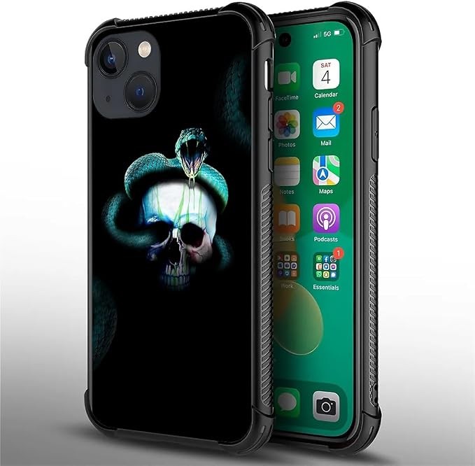 for iPhone 14 Plus Case, Skeleton Winding Snake Pattern Graphic Design Girl Boy - Image 3