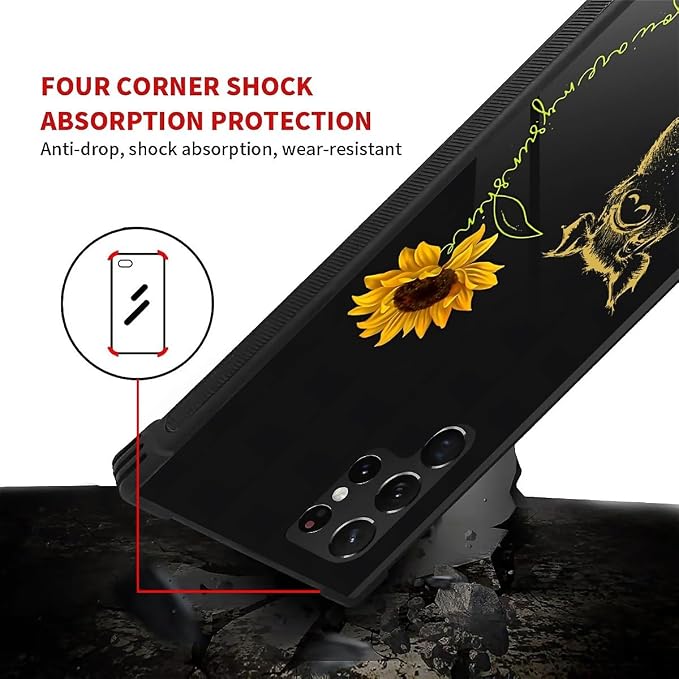 for Samsung Galaxy S22 Ultra Case, Pig Sunflower Yellow Sunshine Pattern - Image 6